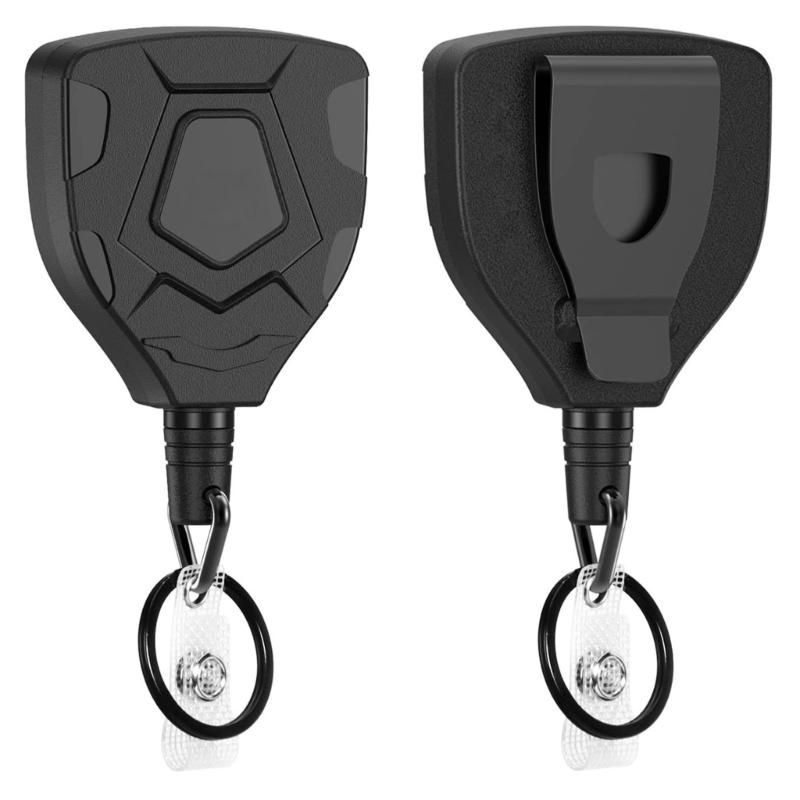 Heavy Duty Retractable Keychain Easy-to-pull Buckle Rope Elastic Keychain Anti Lost Keyring with Steel Retractable Cord