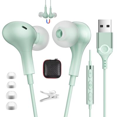 ASKUBSKU USB with Gaming Magnetic Can Make Adjust Web Remote Devices with USB A Storage Case Green Earphones, Wired, Microphone, 2.3m, PC, Computer,