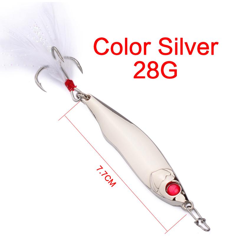 10g/15g/20g/28g Long Cast Metal Fish Rotator Hard Bait Fare with Feather Sequins