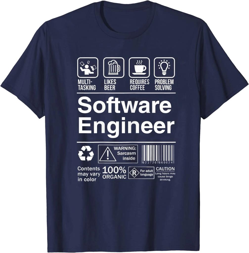 Software Engineer Funny Description Label TShirt 100 Cotton ONeck Summer Short Sleeve Casual Mens Tshirt Size S3XL