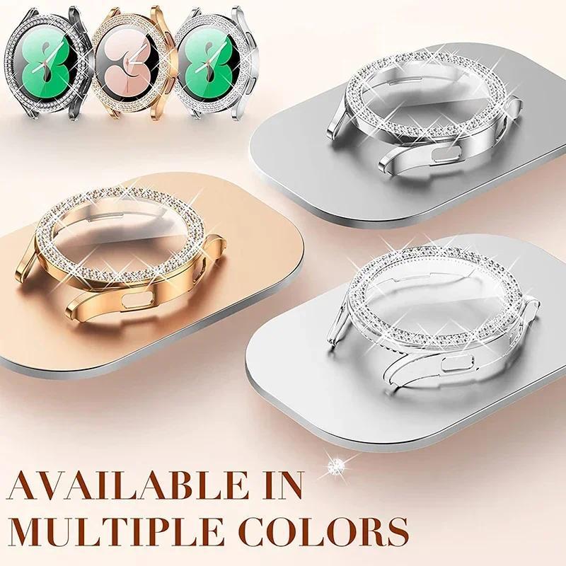 Bling Diamond Case for Samsung Galaxy Watch 7 6 5 4 PC Protective Case 40mm 44mm Screen Protector Bumper Transparent Cover