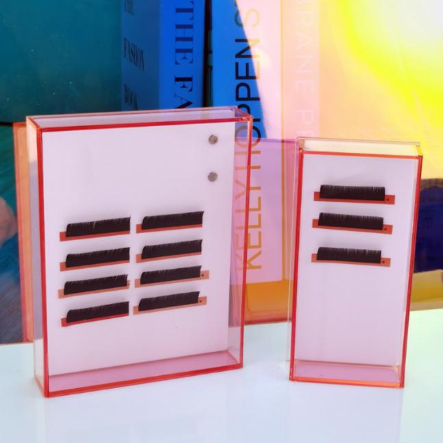 High Quality Custom Logo Acrylic Rectangular Eyelash Tile Case Cover Durable Extension Tool Case Custom Logo Color