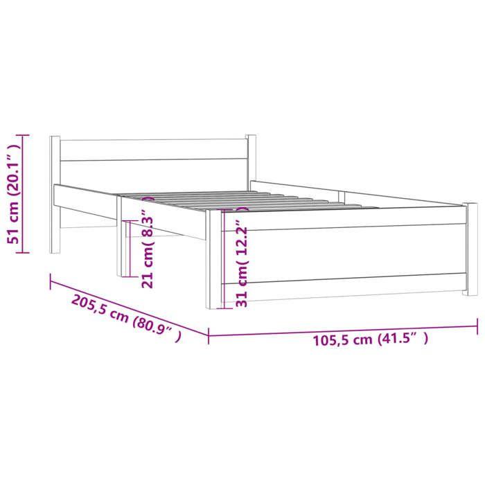 VidaXL Cadre de lit Bois massif 100x200 cm 815034