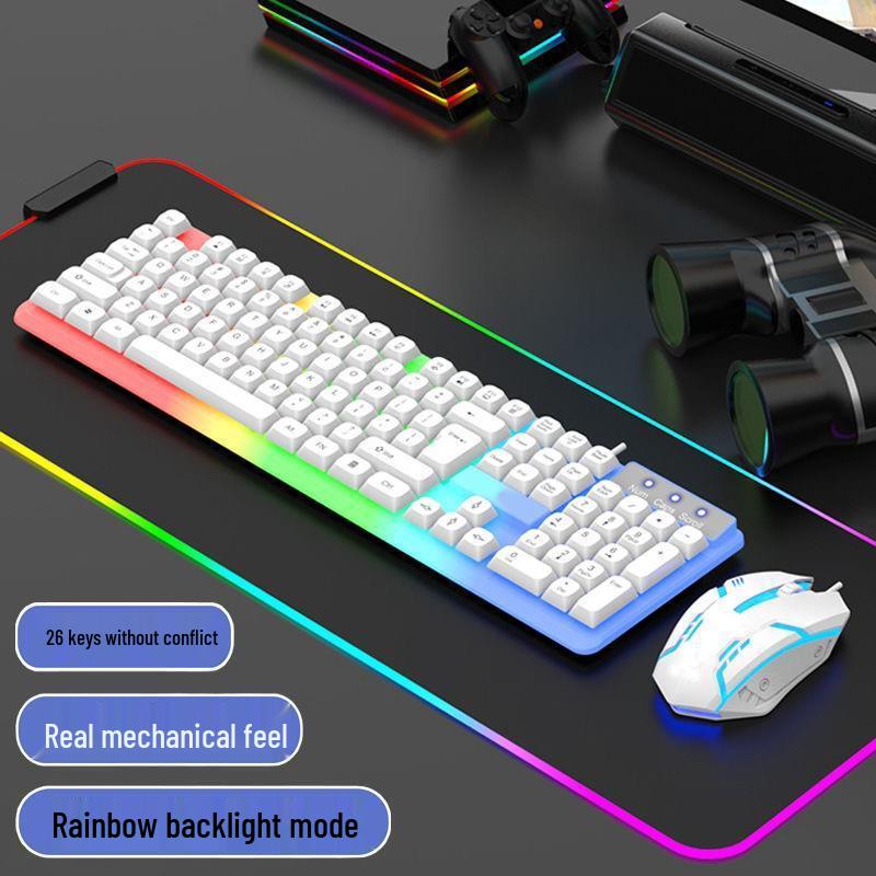 Backlit Wired Gaming Keyboard & Mouse Set with True Mechanical Feel and Suspended Keycaps
