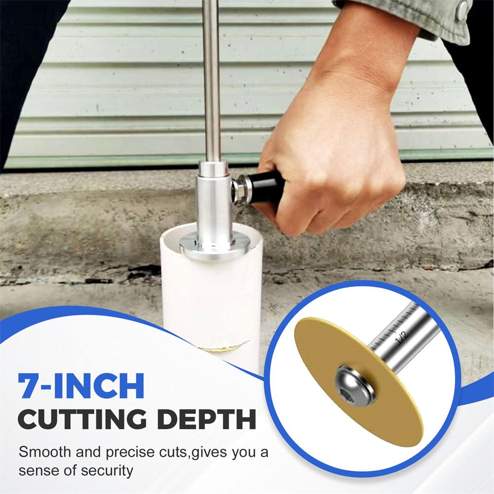 Stainless Steel PVC Pipe Cutter Tool with 5 Blades for 1-1/2 Inch To 8-inch PVC Tubes Inside Plumbing 7inch Cutting Depth