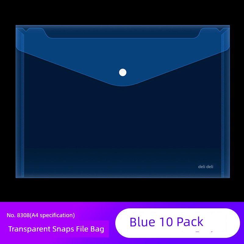 

Stationery Large Capacity Thickened Folder Zipper Bag Info Booklet Bill Storage Bag Test Papers for Students Exam Snap File Bag Office Supplies Xx 8308 Blue [10 Pieces]