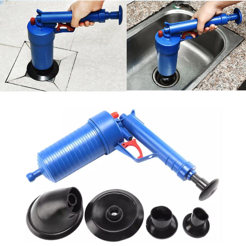 Powerful Blue Plastic Toilet Plunger Home Drain Cleaning Tool For Clogged Pipes