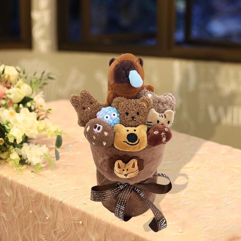 Plush Doll Bouquet Toy, Artificial Flower Bouquet Ornament Stuffed Animal Doll