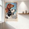 Vintage Two Dogs Illustration Tin Sign Metal Poster for Bar Pub Home Wall Decor - Light Blue Sky Spotted Dog Hound Retro Art Sig