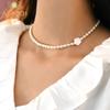 Natural Freshwater Pearl  925 Sterling Silver Shell Flower Necklace Personality  Jewelry for Women
