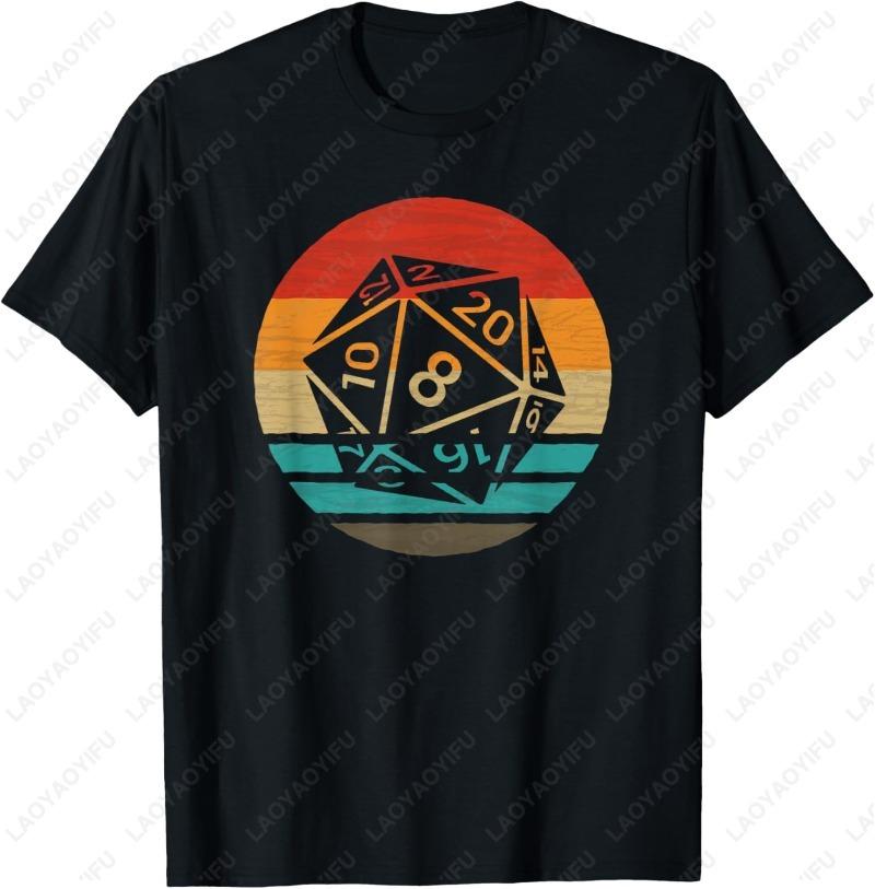 20 Sided Die Retro Style Vintage Unisex Adult Cotton TShirt Creative Trend Oneck Printed Tops Men Clothing Classics Camisetas