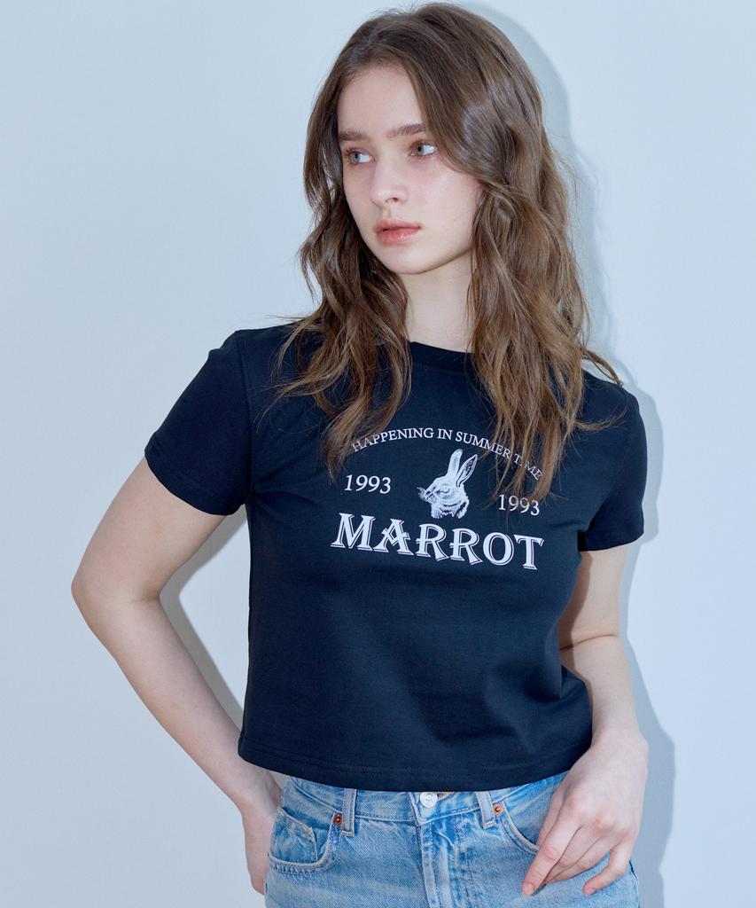 MARROT Holiday Rabbit Crop T-Shirt_Black