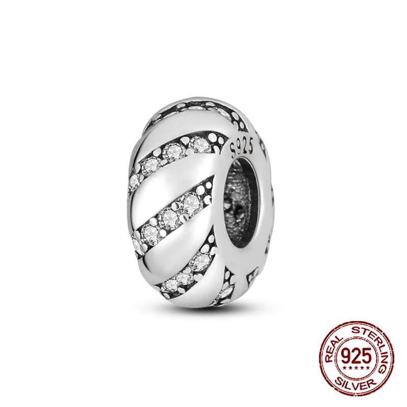 Inlaid Zircon Charm Beads Copper Color Love Heart Snake Dangle Fit Original Bracelet Charms Pendant Jewelry