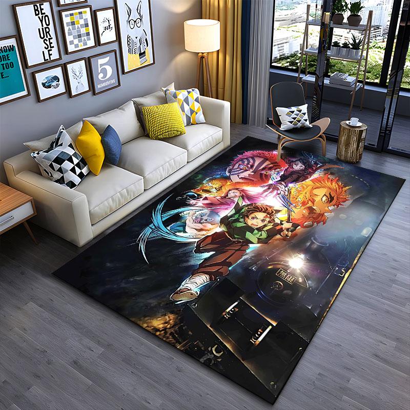 Demon Slayer Anime Action Carpet suitable as a non-slip mat for the living room or bedroom sofa