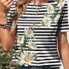 Summer Women's 3D Printed Crew Neck T-Shirt Fashion Versatile Breathable Trend Casual