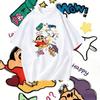 2026 Summer Comic Form Crayon Shinchan Image 100 Cotton Printed Oversize Casual Tshirt Adult Children Parentchild Top Y2k