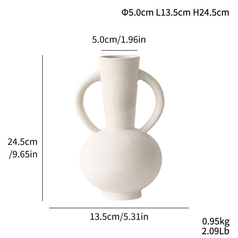 Creative Binaural Plain-Fired Ceramic Vase Light Luxury Home Soft Decoration Interior Decoration Ornament Gift Flower Arrangement Device