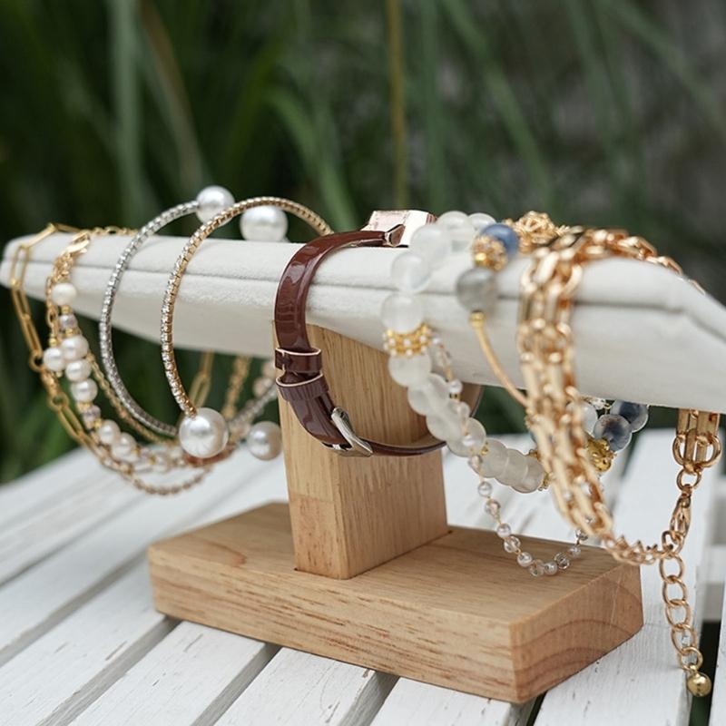Elegant Sturdy Wood Jewelry Display Stand Accessory for Bracelets and Necklaces With Soft Lint Lining Stylish Designs
