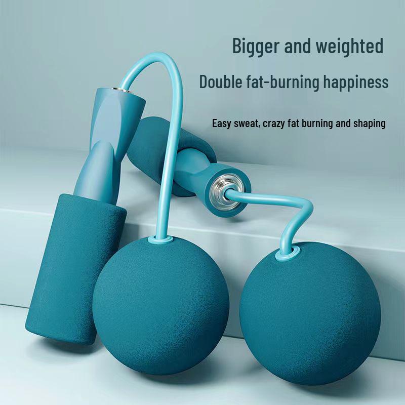 Dual-Use Cordless Weighted Jump Rope with Large Ball for Indoor Fitness