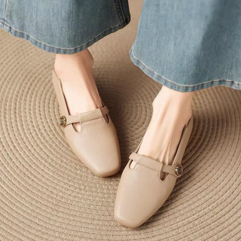 

Block Heel Shallow Mouth Single Shoes for Women 2026 Spring New Square Toe Soft Sole Slip-on Shoes for Women 35