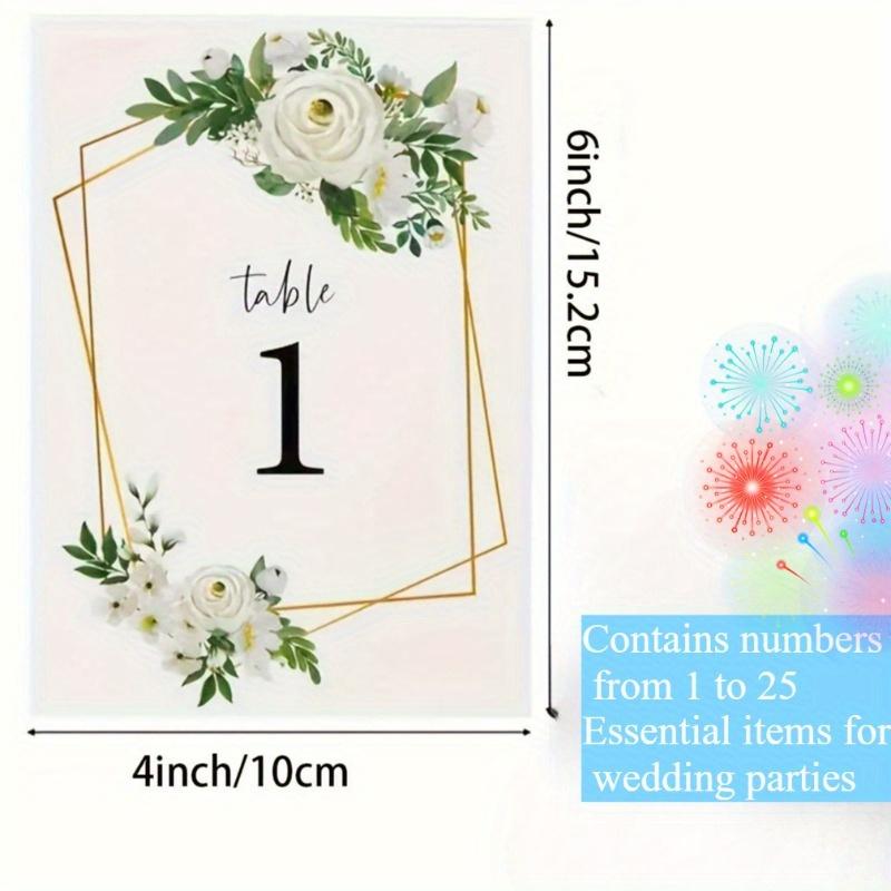 

25pcs Geometry Flower 1-25 Double-sided Table Card Wedding Banquet Event Decoration Seats, For Weddings Bridal Showers Birthdays as shown