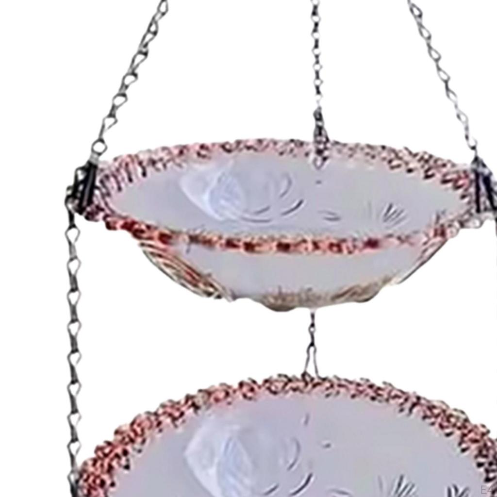 Bird Feeder for Garden, Hanging Bath Ornament, Double Layer Feeder, Garden Bath,