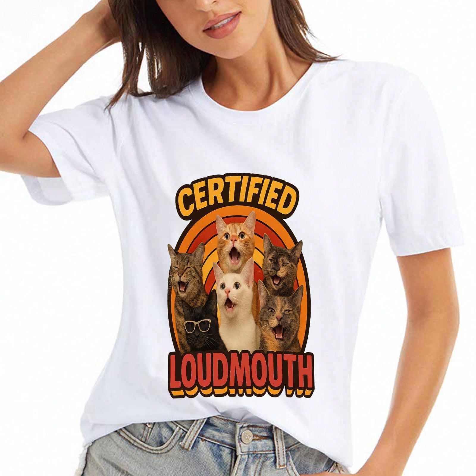 Certified Chatty Cats Wounisex Cotton T Shirt, Premium Cotton Printed Graphic, Durable And Long Lasting, Relaxed Fit Fashionable Tee, Certified Chatty S