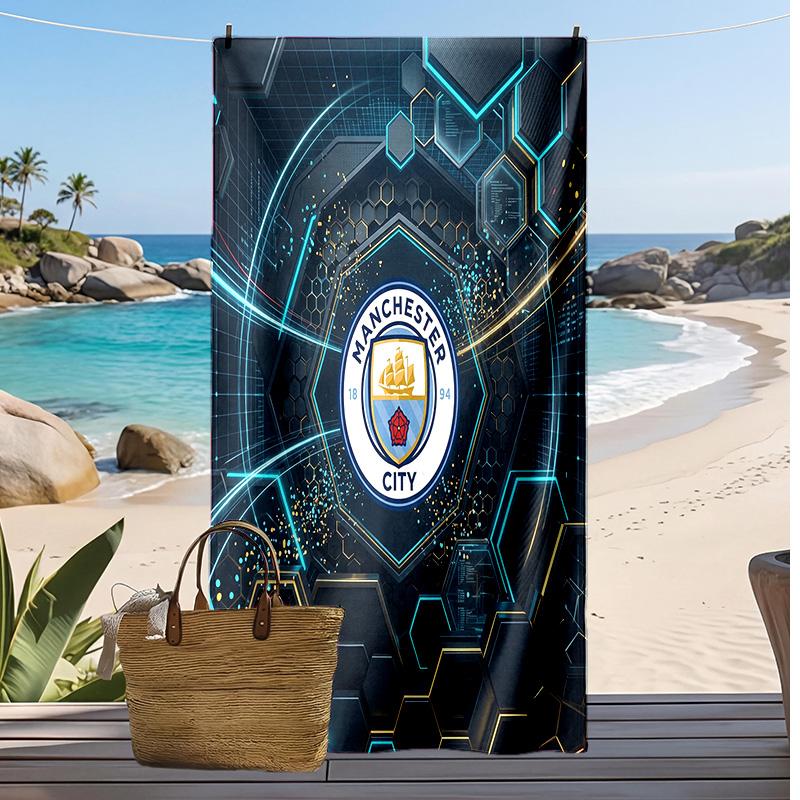 Πετσέτα Παραλίας Manchester City Με Σχέδιο Γρήγορου Στεγνώματος Μαλακή Πετσέτα Φορητό Μεγάλο Ορθογώνιο Κάλυμμα Παραλίας για Ταξίδι Πισίνα