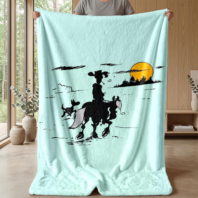 Soft Flannel Blanket Lightweight Cozy Bedroom Living Room CoverLucky Luke