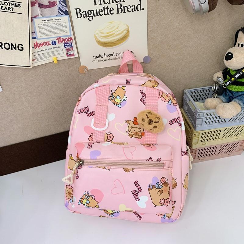 Children'S Backpack Kindergarten Elementary School Bag Three-Dimensional Plush Kapibara Doll Boys And Girls Backpack