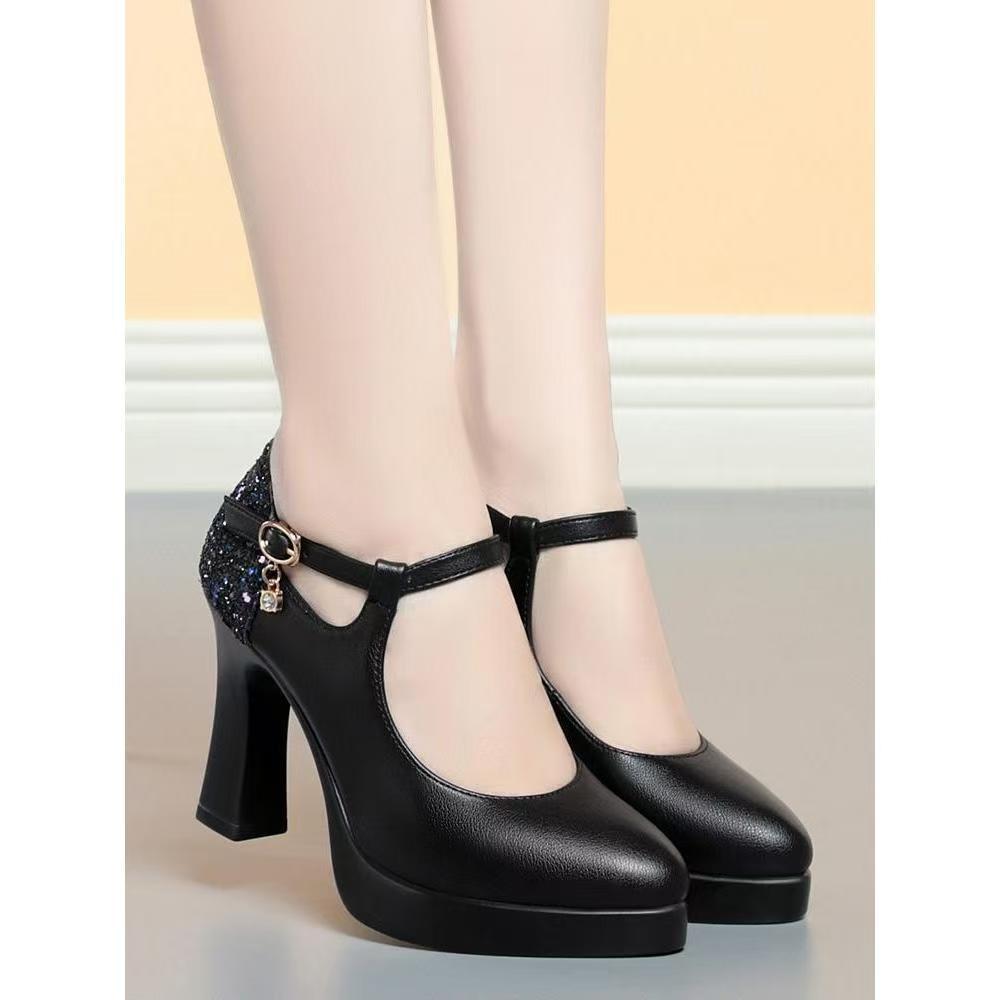 Qipao Women's Chunky Heel Leather Platform Shoes