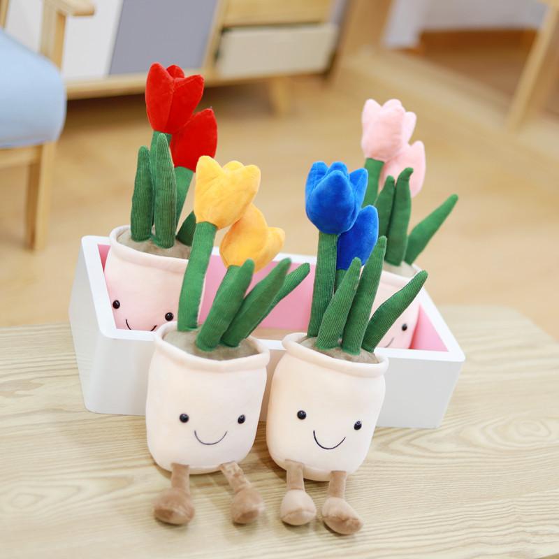 Tulip Plant Plush Toy Creative Gift for Room Bookshelf Decor