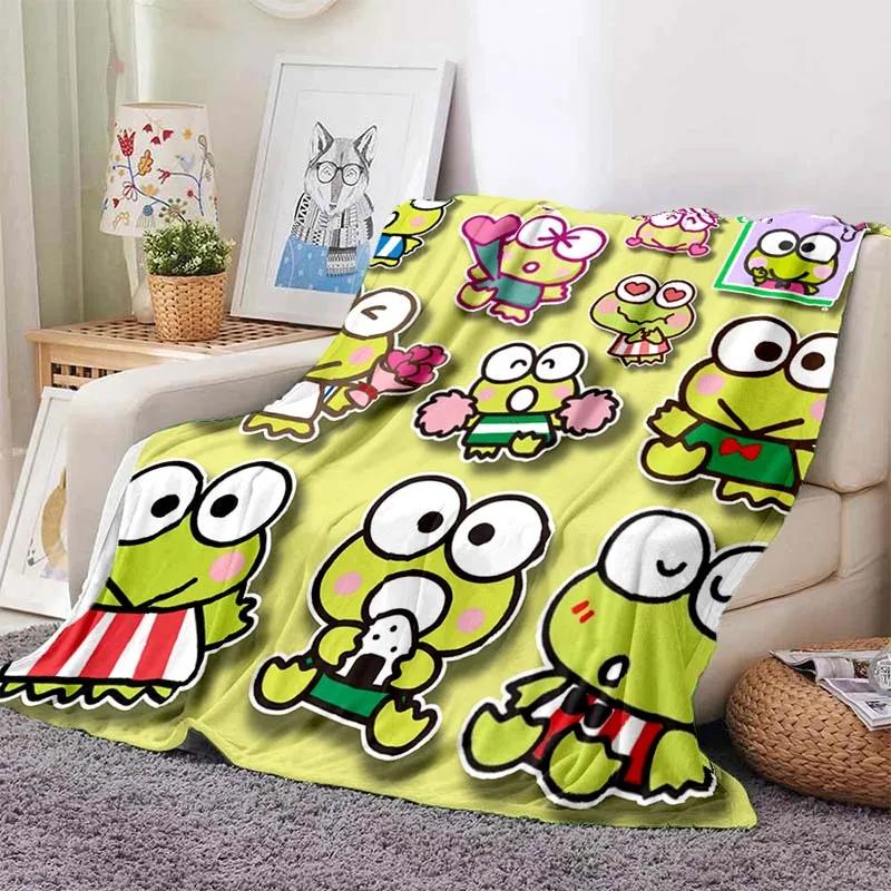 3D Printed Big -eyed Frog Card Kero Kero Keroppi Blanket Living Room Bedroom Sofa Cover Blanket Children's Nap Sleeping Blanket