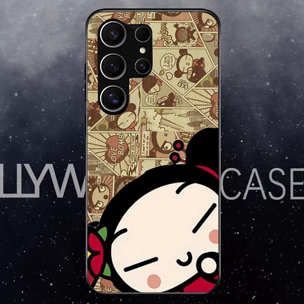 Pucca-A G-Garu Cartoon Phone Case For Samsung S25 Edge Ultra S23 S22 S21 S20 Ultra Plus S24 Fe A54 A53 A25 Glass Cover