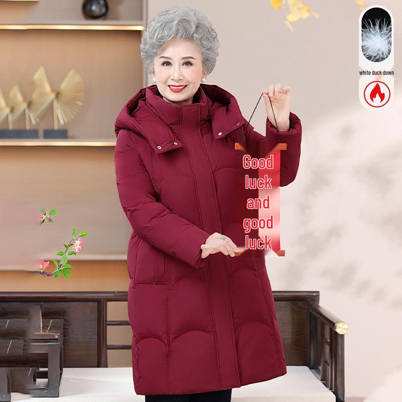 

Elderly Women s 2026 Warm Down Jacket - 50% White Duck Down, Festive Winter Coat XL (80-95 lbs) красный