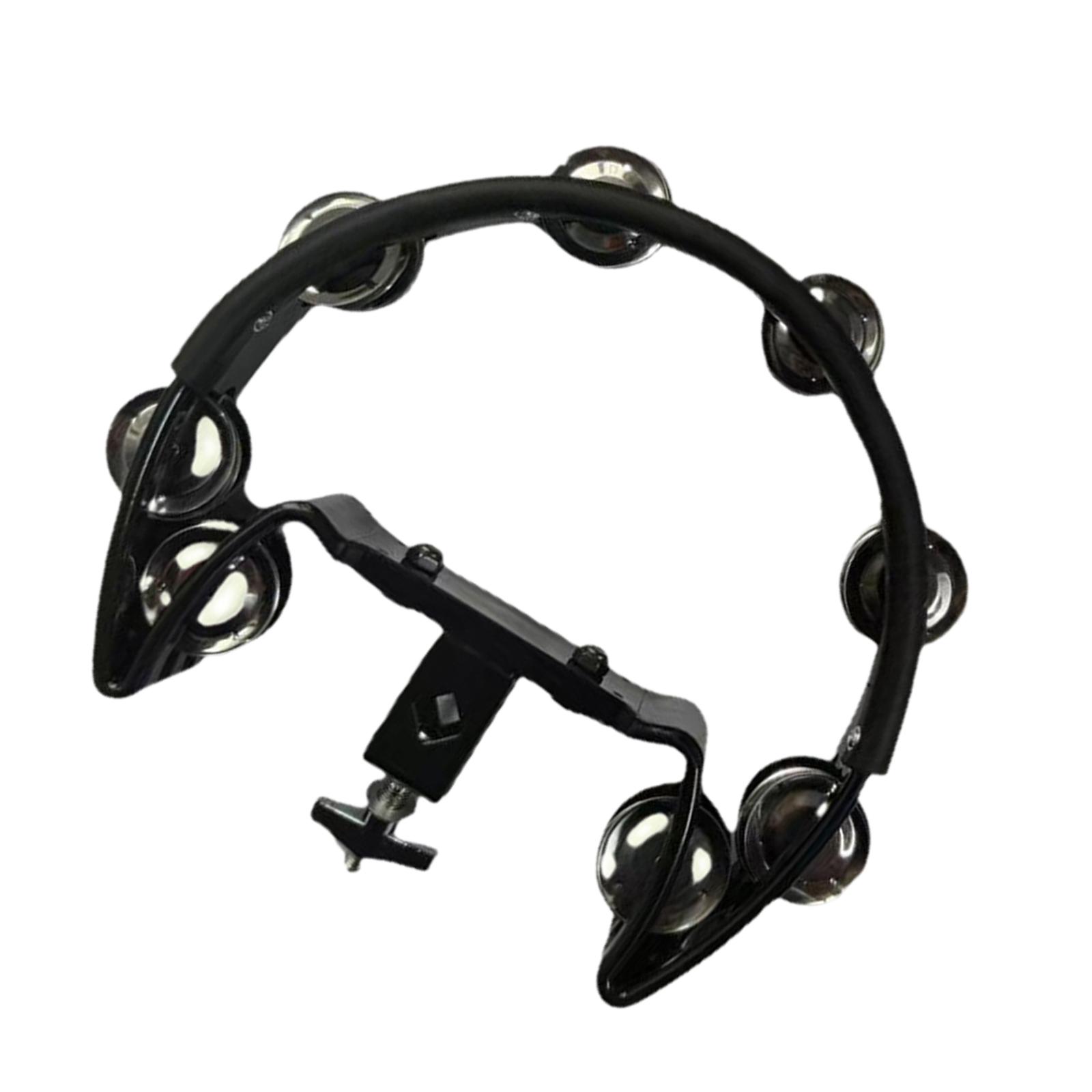 Hi Hat Tambourine Drum Set Mountable Metal Instrument Stainless Steel Shaker for чёрный