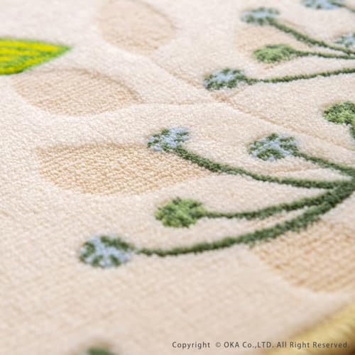 OKA Leaf Breath Kitchen Mat, Approx. 45cm x 180cm, Green (Washable, Antibacterial, Boshu, Non-Slip, Refreshing)
