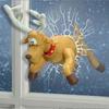 IN-STOCK 3D Crashing Santa Elk Animated Christmas Decoration, Funny Party Window Decoration Ornament with Glass Shard Sticker
