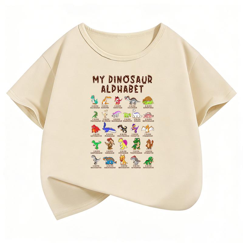 T-Shirt Lustiges Tier Dinosaurier Aufdruck T-Shirt Mädchen Sommer Manga Kurzarm Oberteile T-Shirts Niedliche Jungen Kleidung