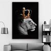 2pcs Lion Couple Wall Decals, Black Lion & Lioness With Crowns Canvas Painting Posters Wall Art Decor, For Home Bedroom Living R
