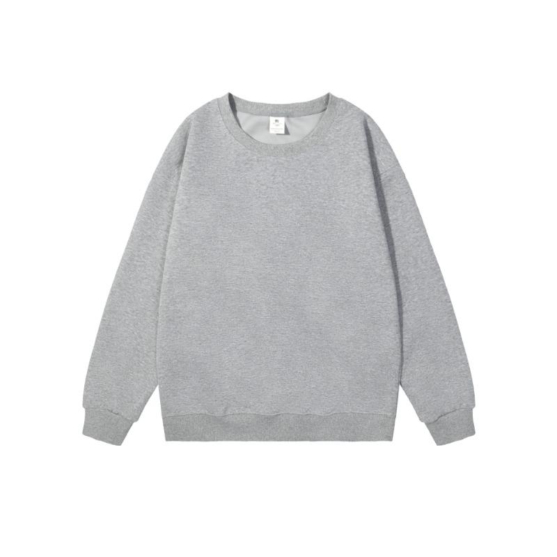 Plain Solid Color Crew Neck Sweatshirt Loose Fit Long Sleeve Blank Casual Pullover Top