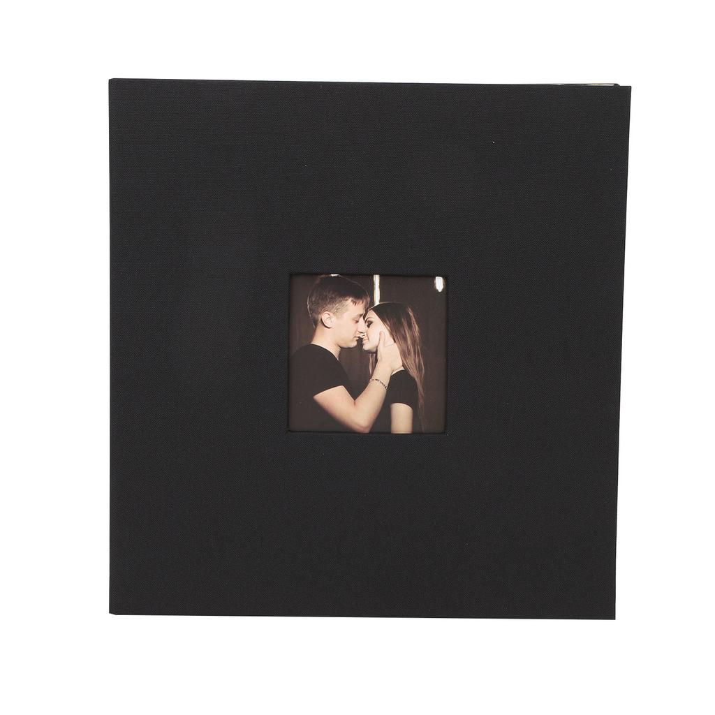 Linen Cover Photo Album with Front Window Self Adhesive DIY Scrapbook Large Capacity Picture Album