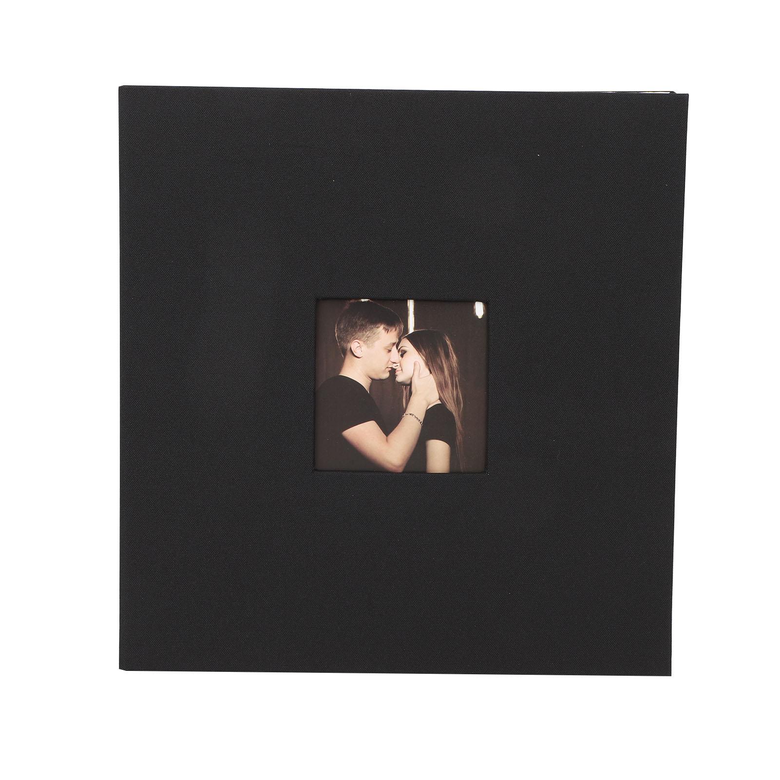 

Фотоальбом с льняной обложкой и передним окошком, самоклеящийся DIY скрапбук, альбом для фотографий большой вместимости чёрный