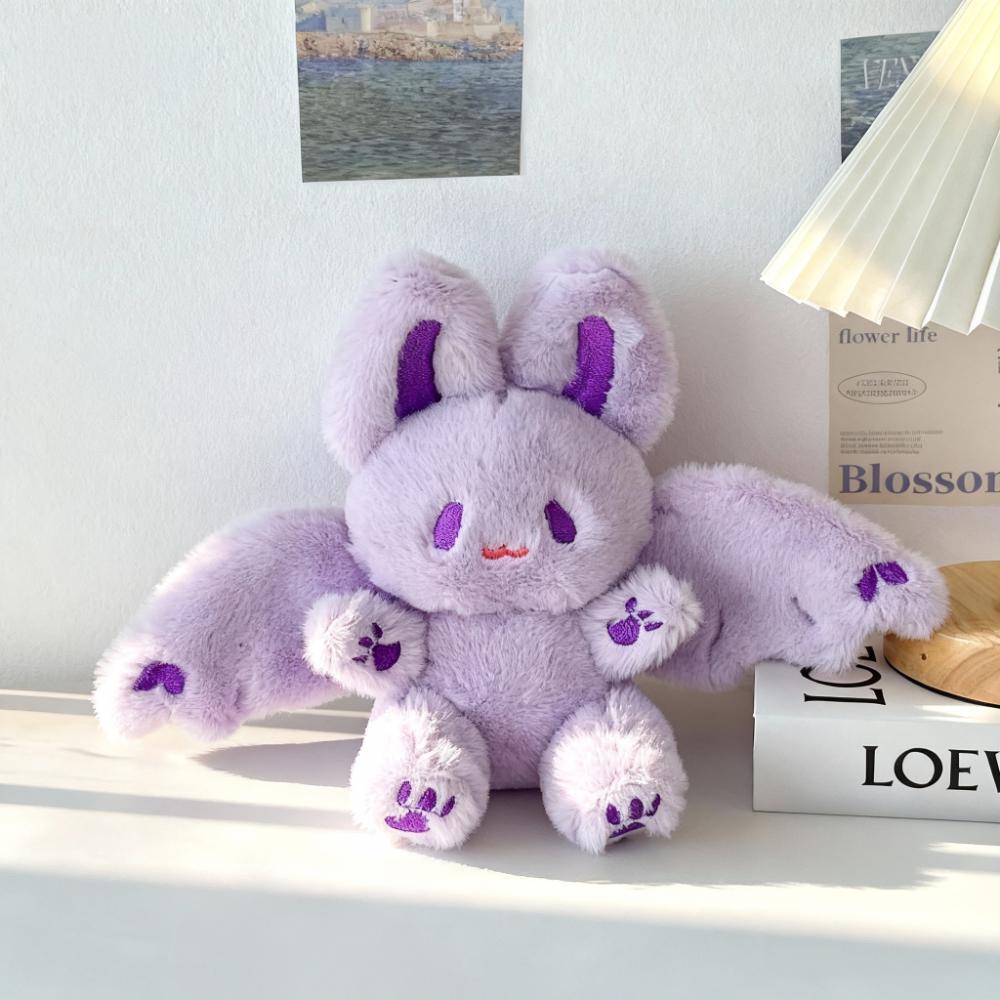 Fliegendes Fledermaus-Kaninchen Plüschtier Lila Rosa Weiß Rucksackanhänger Für Jungen Mädchen Kind Schreibtisch Entzückendes Einzigartiges Kuscheltier Geschenk Präsent 15cm