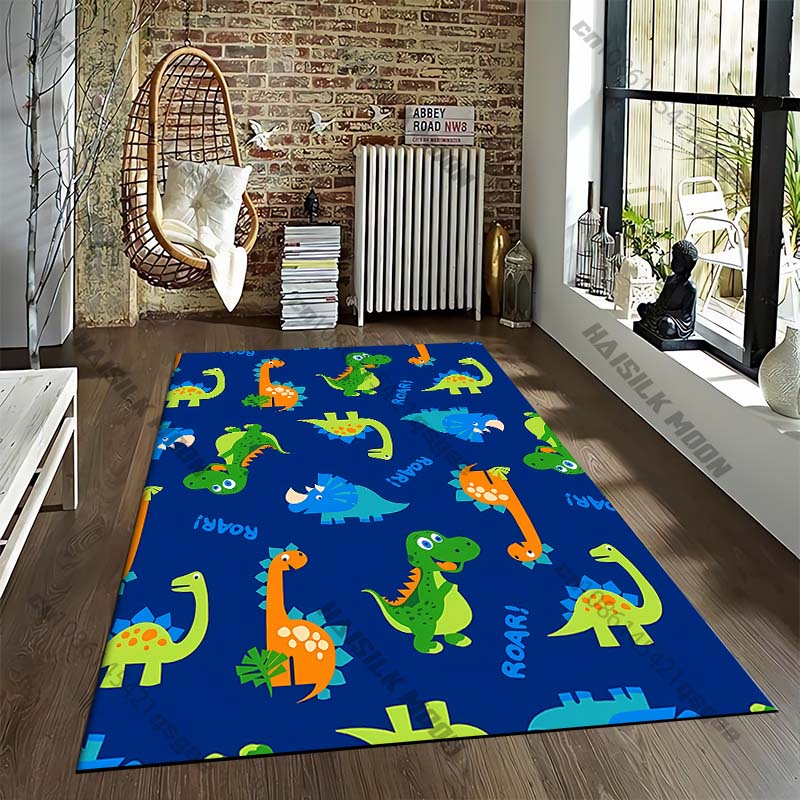 Cartoon Dinosaur Tyrannosaurus Cartoon Pattern Living Bedroom Carpet Bedside Floor Mat 15 Size Kid's Room Cloakroom Play Mat