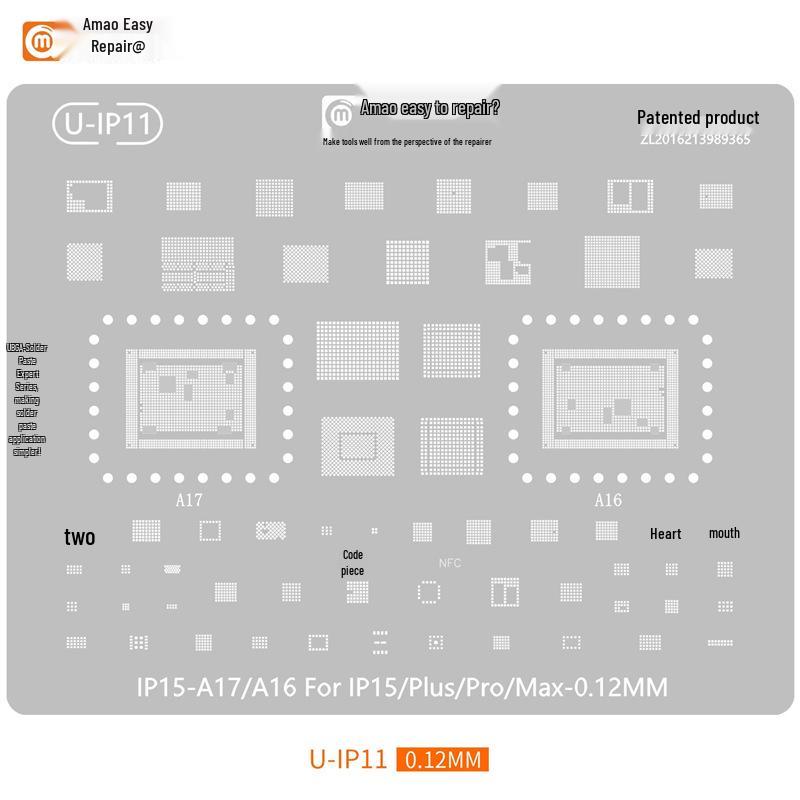 Amaoe Yixiu IP16 Solder Paste Stencil for iPhone 16/Pro/Max/Mid-layer/A18 CPU