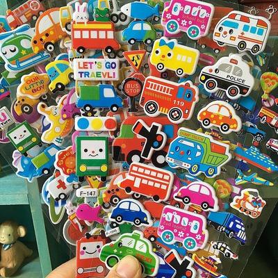 10 Sheets,Cars and Trucks Stickers Party Supplies Pack, Cartoon Stickers, Vehicle Stickers Toddler Boys with Cars, Fire Trucks, Construction, Buses,