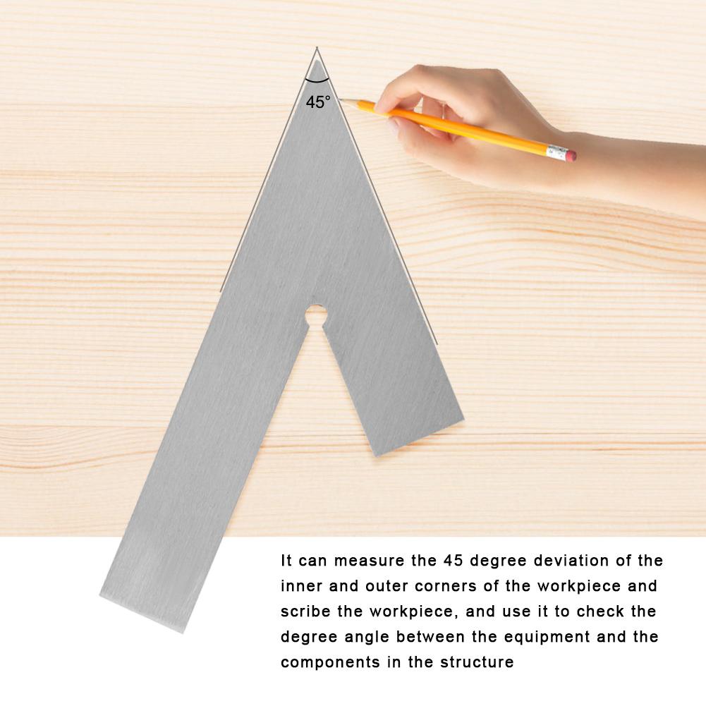45 Degree Miter Angle Corner Ruler Wide Base Gauge Woodworking Measuring Tool 150x100mm