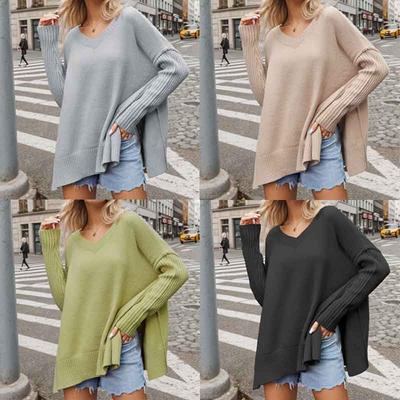 V-neck Women's Clothing Sexy Pullover Fashion Knitwear Sweater Plus Size