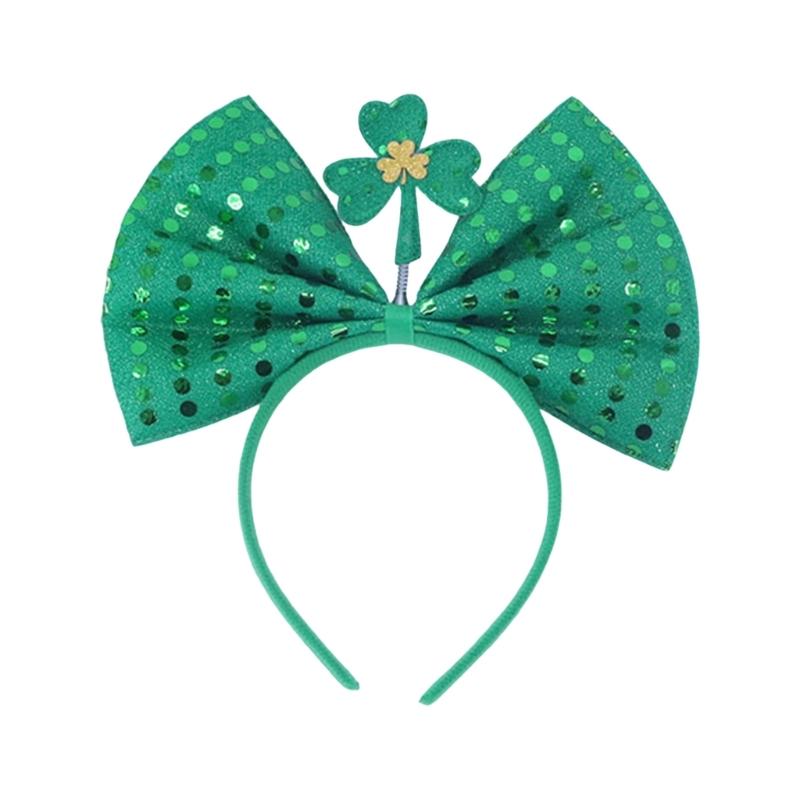 Irish Leprechaun Bowknot Hair Hoop Fashion Statement Karaoke Party Leprechaun for Irish Day Stage Photo Props